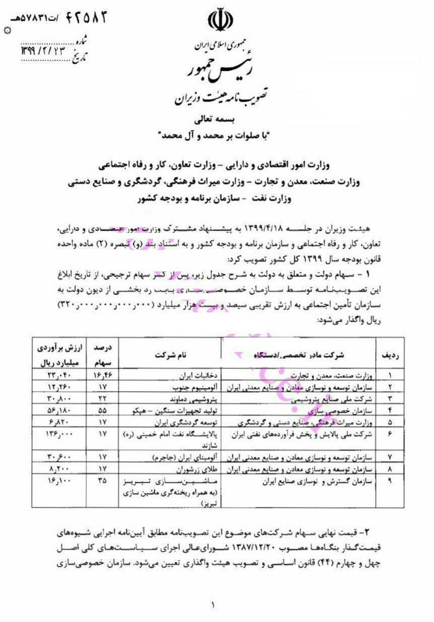 ️واگذاری شرکت هپکو با زیان انباشته بیش از ۶۰۰ میلیارد تومان به شستا توسط دولت