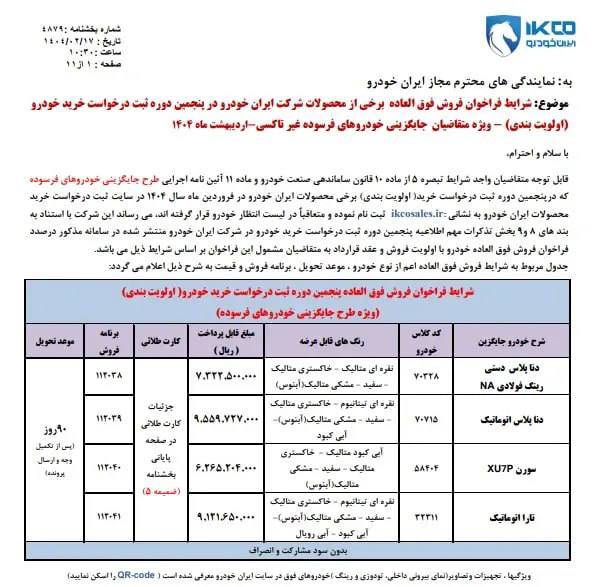 فروش جدید ایران خودرو از امروز با ۴ محصول – ۱۷ اردیبهشت ۱۴۰۴