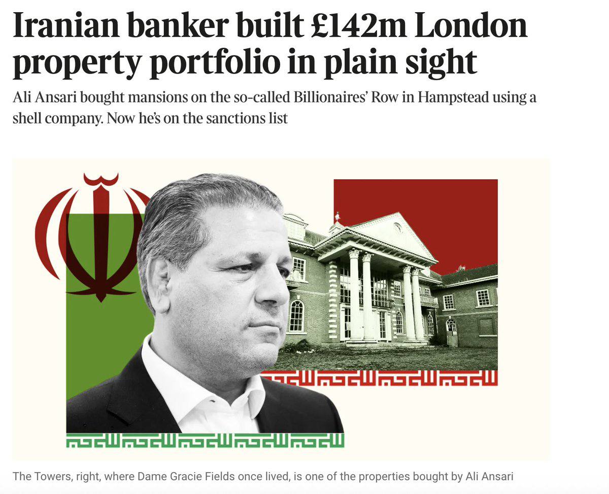 روزنامه تایمز لندن: بانکدار ایرانی، در معرض دید عموم، 142 میلیون پوند دارایی در لندن ایجاد کرد