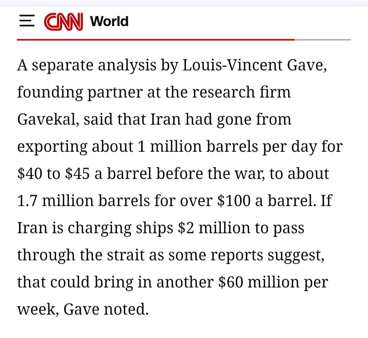 سیانان: ایران قبل از جنگ یک میلیون بشکه نفت میفروخت، الان ۱.۷ میلیون بشکه میفروشد